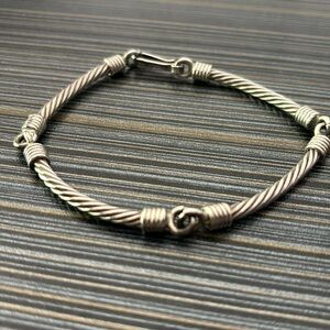 Vintage Mexico 925 Sterling Silver Twist Bar Link Chain Bracelet